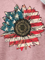 US Flag Flower Graphic Tee