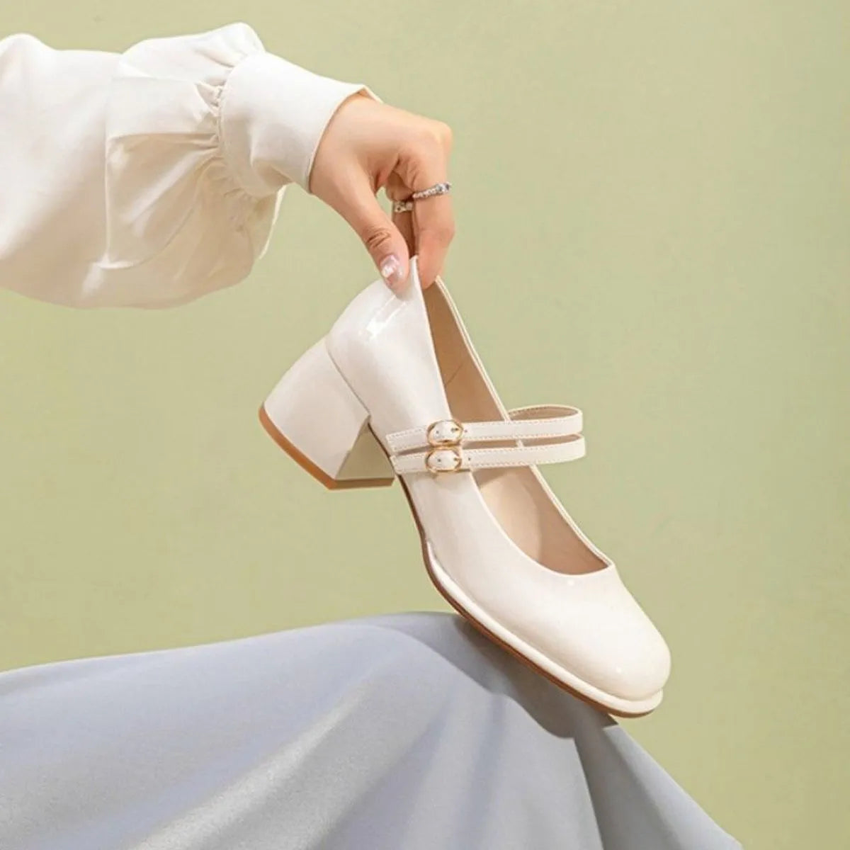 Square Toe Block Heels Pumps - Ladyez