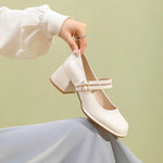 Square Toe Block Heels Pumps - Ladyez
