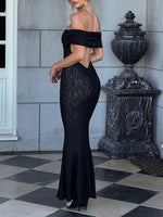 Devine Backless Lace Off-Shoulder Maxi Dress - Ladyez