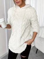 Cozy Textured Drawstring Fleece Hoodie