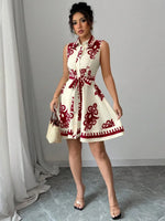 Printed Sleeveless Button Front Dress