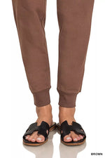 Zenana Drawstring Cotton Joggers with Pockets