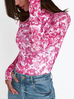 Floral Mock Neck Long Sleeve T-Shirt - Ladyez
