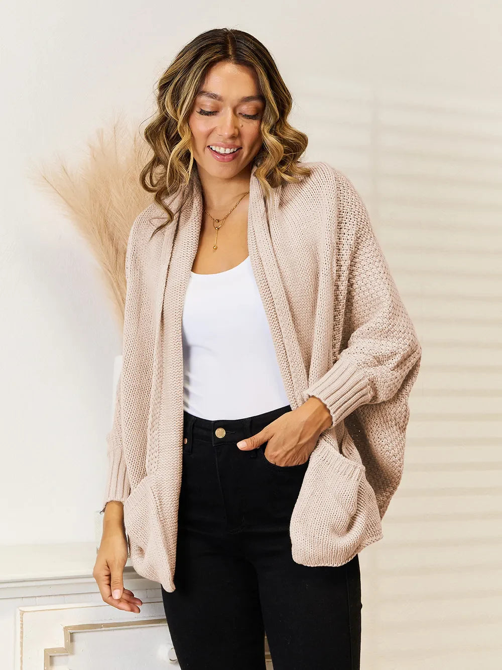 Angel Wings Open FrontCardigan with Pockets