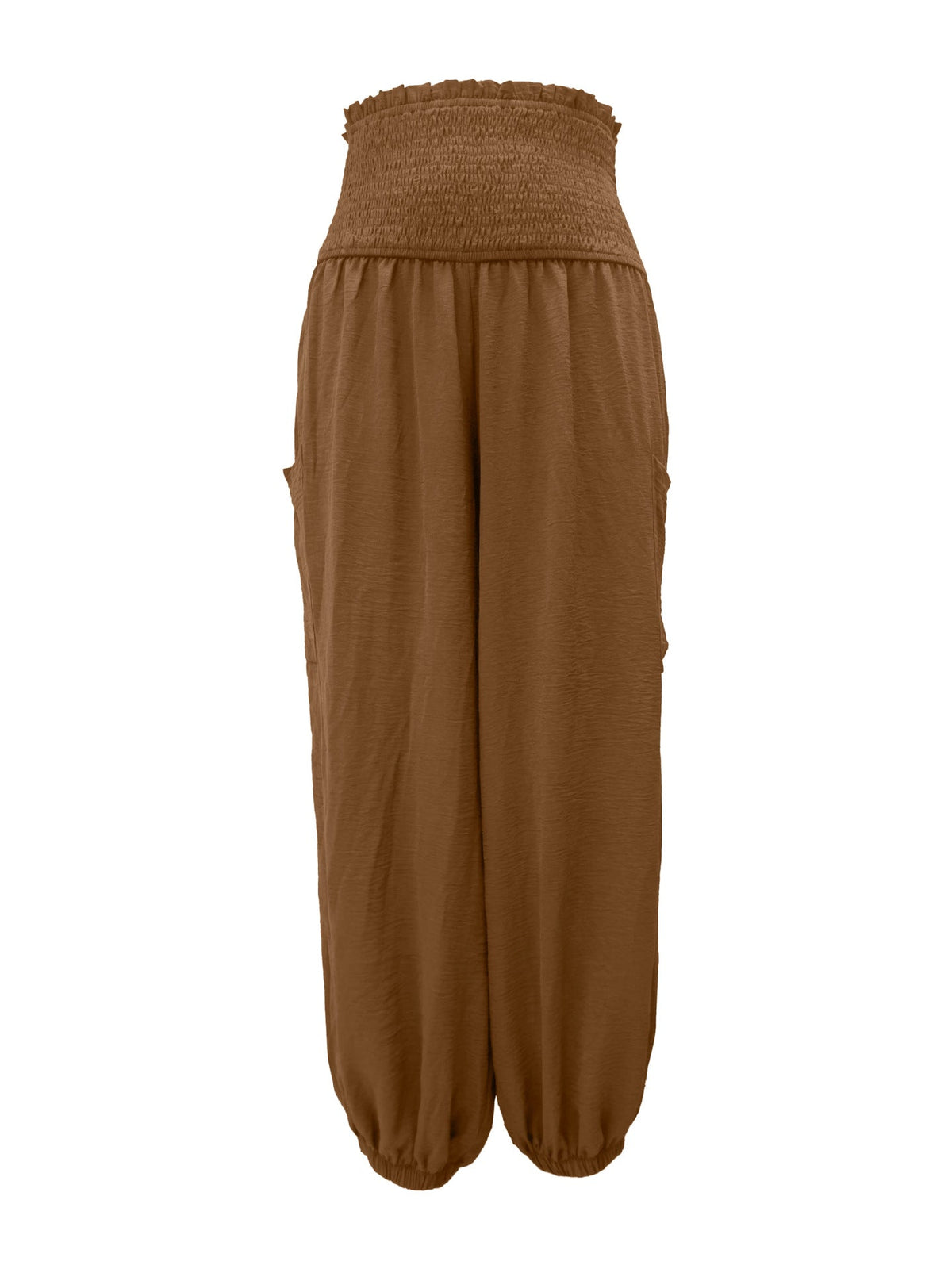 Full Size Smocked Waist Harem Pants with Pockets Plus Size