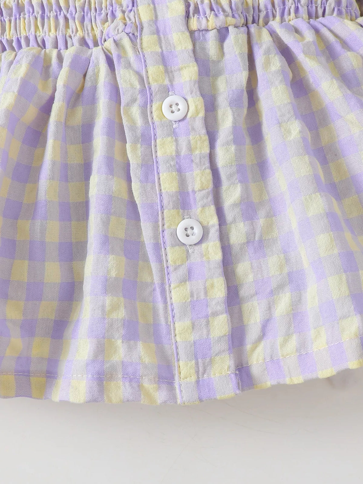 Children's Gingham Smocked Top and Bow Pants Set