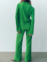 Texture Long Sleeve Top and Pants Lounge Set - Ladyez