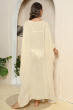 V-Neck Three-Quarter Sleeve Cover-Up - Ladyez