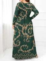 Plus Size Round Neck Maxi Dress with Pockets - Ladyez