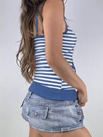 Striped V-Neck Cami Top - Ladyez