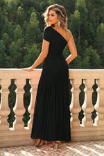 One-Shoulder Ruched Maxi Dress - Ladyez
