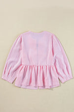 Tie Front Striped Peplum Blouse