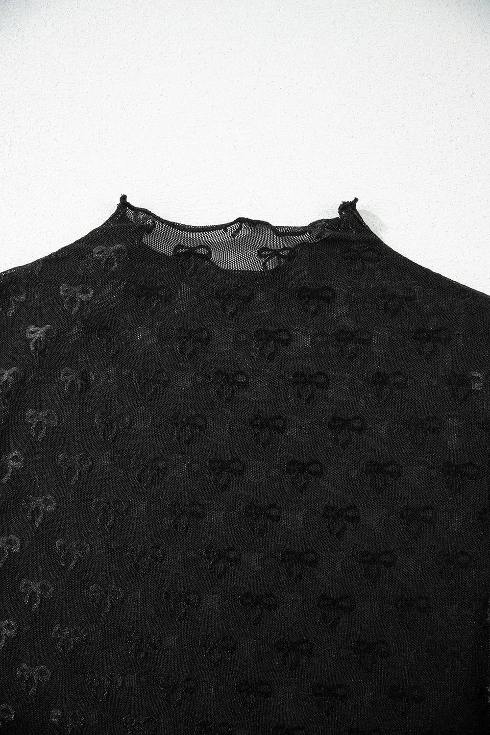 Sheer Mesh Short Sleeve Top - Ladyez