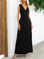 Surplice Neck Sleeveless Maxi Dress - Ladyez