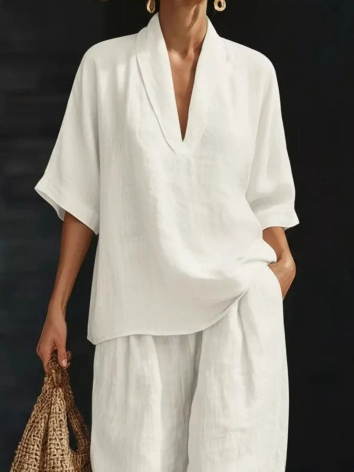 Half Sleeve Loose Fit Top and Pants Set