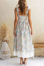Printed Tie Shoulder Midi Cami Dress