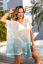 Angel Wings Openwork Slit Gradient Scoop Neck Cover Up - Ladyez