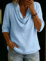 Full Size Cowl Neck 3/4 Sleeve Top Plus Size