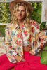 POL Floral Print Button Down Long Sleeve Shirt