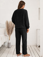 Ivy Lane Teddy Long Sleeve Top and Pants Lounge Set - Ladyez