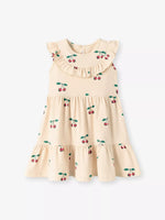 Children's Cherry Print Ruffle Neck Dress