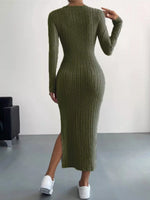 Full Size Ribbed Knit Bodycon Midi Dress Plus Size