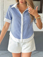 Striped Button-Down Short Sleeve Shirt