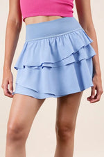 VERY J Riffled Tiered Layers Activewear Skirt with Shorts - Ladyez