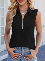 Half Zip Sleeveless Tank - Ladyez
