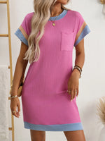 Round Neck Short Sleeve Mini Dress