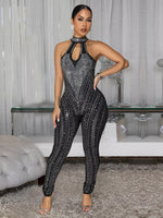 Sparkling Rhinestone Cutout Jumpsuit