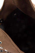 Fame Grommet Studded Suede Shoulder Bag