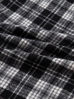 Plaid Polo Collar Zip up Contrast Trim Shift Long Sleeve Mini Dress