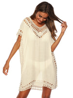 Bohemian Crochet Trim Beach Cover Up Dress - Ladyez