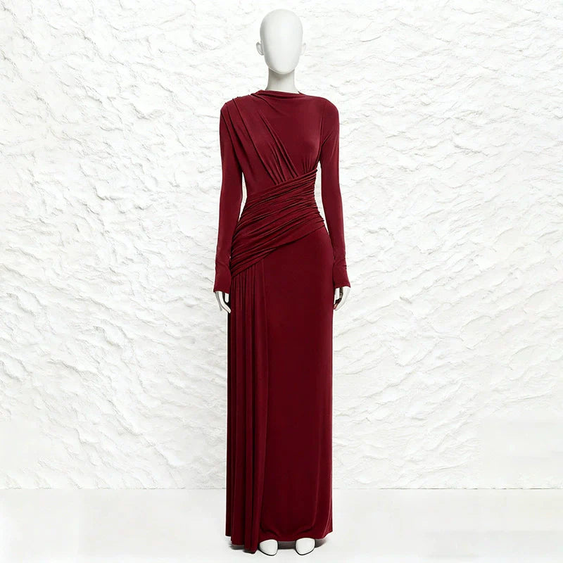 Ruched Long Sleeve Maxi Dress