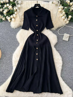 Button Front Short Sleeve Knit Dress