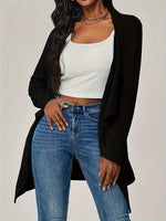 Ribbed Knit Open Front Cardigan
