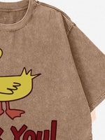 Duck Graphic Oversized Round Neck T-Shirt