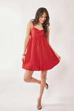 Davi & Dani Textured Sweetheart Neckline Bubble Hem Dress - Ladyez