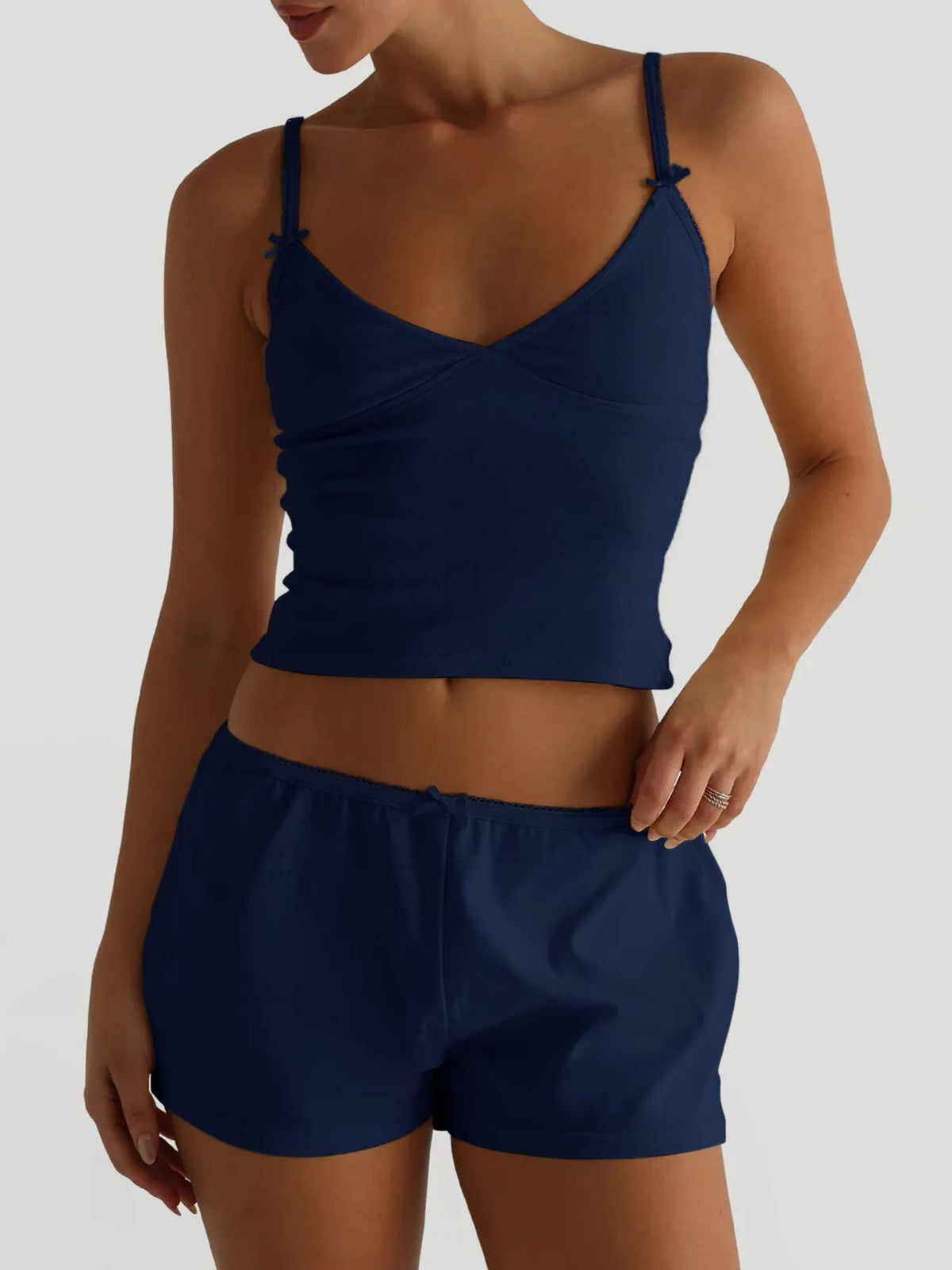 V-Neck Cami and Shorts Set - Ladyez