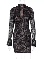 Lace Cutout Long Sleeve Mini Dress