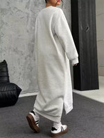 Plus Size Casual Slit Long Sleeve Sweatshirt Dress