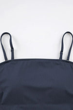 Ribbed Drawstring Sides Cutout One Piece Swimsuit - Ladyez