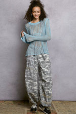 POL Openwork Round Neck Knit Cover Up