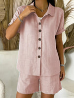 Full Size Button-Up Shirt and Shorts Set Plus Size
