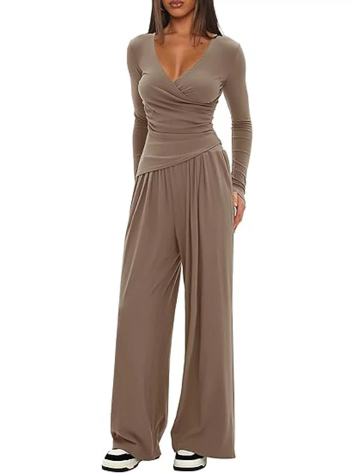 Casual Long Sleeve Top and Pants Two-Piece Set