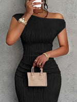 Textured Single Shoulder Bodycon Maxi Dress - Ladyez