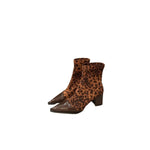 Point Toe Block Heels Boots - Ladyez
