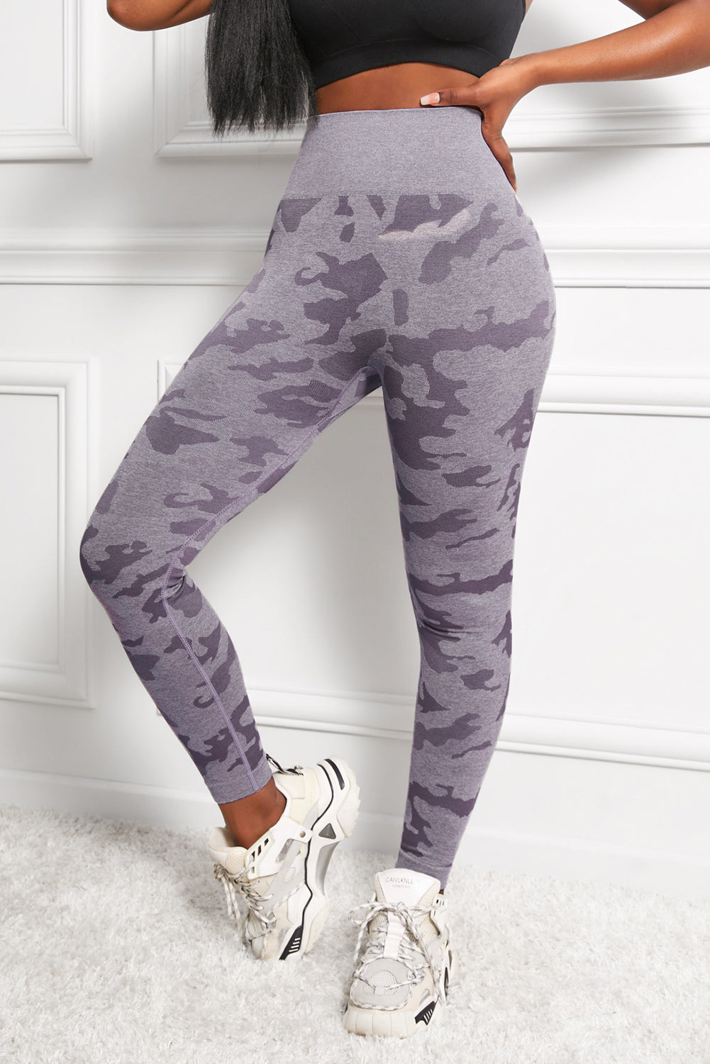 Camo Print Seamless High Waist Yoga Leggings - Ladyez